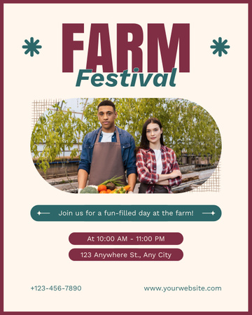 Anúncio do Festival dos Agricultores com Jovens Agricultores Instagram Post Vertical Modelo de Design