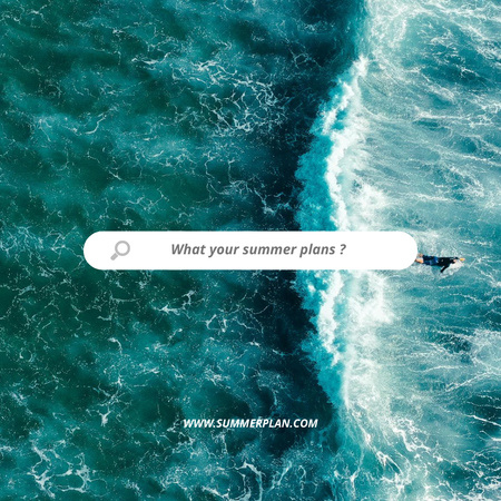 Beautiful Blue Ocean Wave with Surfer Instagram Design Template