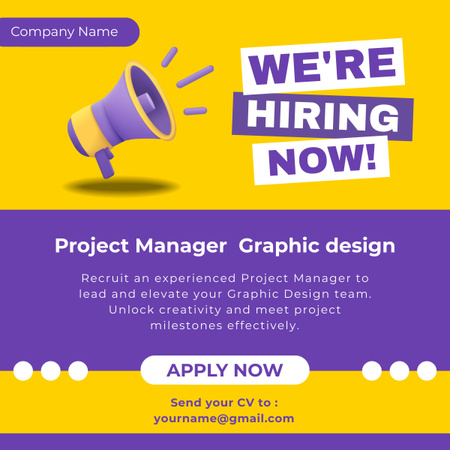 Project Manager and Graphic Designer Hiring LinkedIn post Design Template