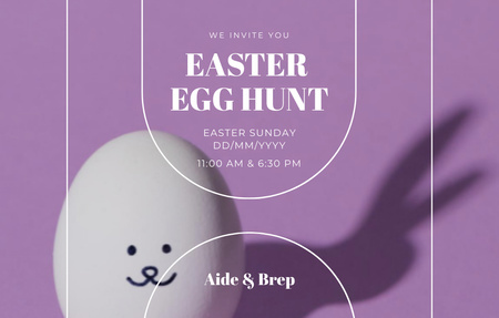 Easter Egg Hunt Event Invitation 4.6x7.2in Horizontal Design Template