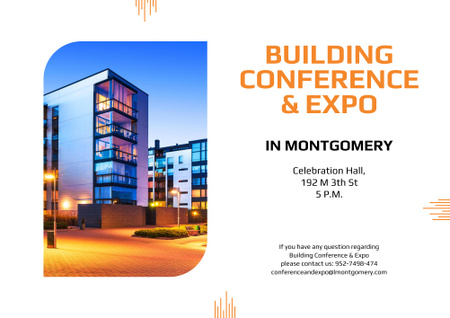 Building Conference Announcement with Modern Skyscrapers Poster B2 Horizontal Design Template