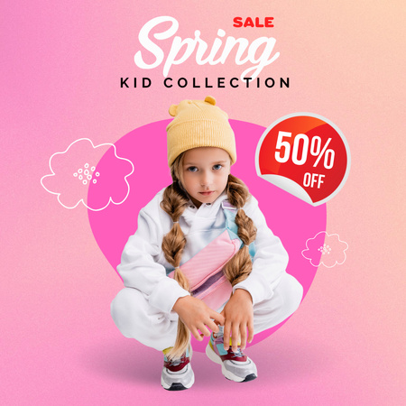 Children's Collection Spring Sale Offer Instagram AD – шаблон для дизайну