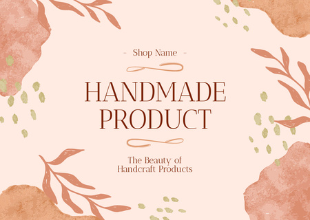 Ontwerpsjabloon van Card van Handmade Products Offer With Watercolor Florals