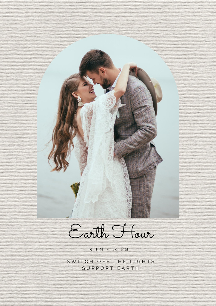 Wedding Invitation with Happy Newlyweds Poster Tasarım Şablonu