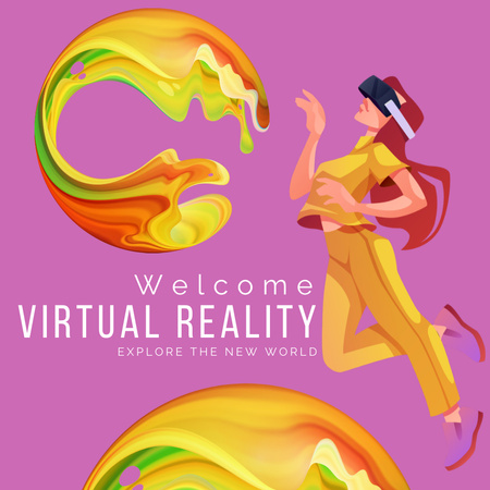 Colorful Promotion Of Virtual Reality Headset Instagram Design Template