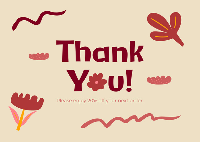 Thank You Message with Discount Card Design Template