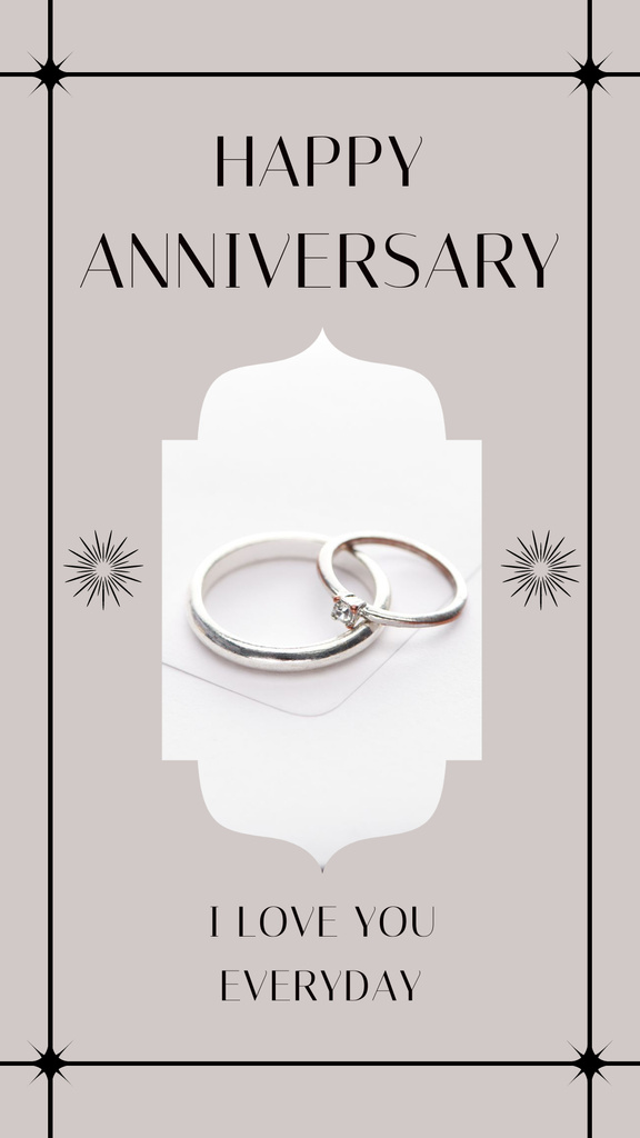 Wedding Anniversary Greeting Card with Rings Instagram Story Design Template