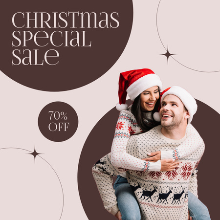 Couple on Christmas Special Sale Brown Instagram AD Design Template