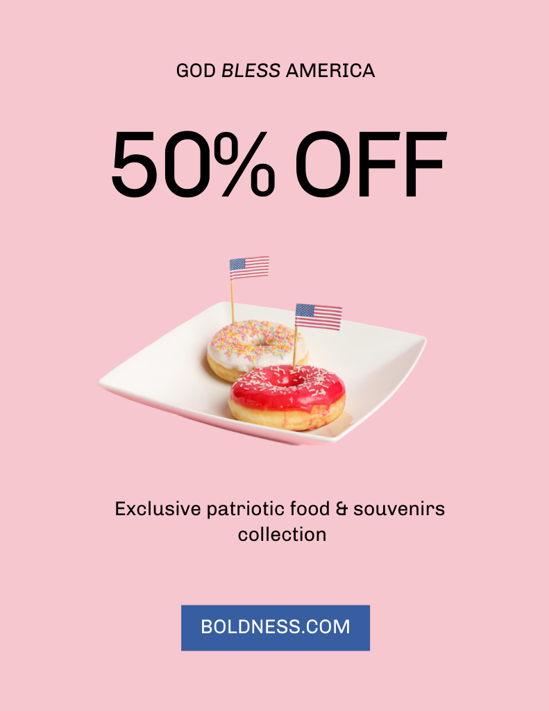 USA Independence Day Sale of Donuts Flyer 8.5x11in Design Template