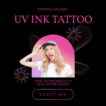 Plantilla de diseño de Servicio de estudio de tatuajes con oferta de kit posterior gratuito Instagram 