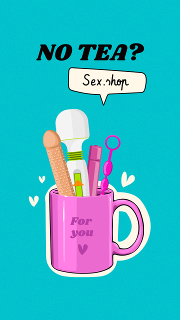 Funny Illustration of Sex Toys in Cup Instagram Story Modelo de Design