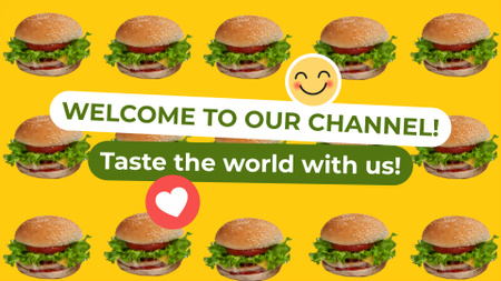 Platilla de diseño Delicious Burger With Lettuce On Cooking Vlog YouTube intro