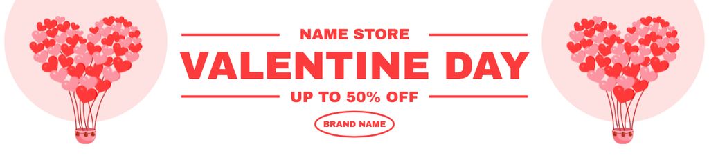 Valentine's Day Sale with Pink and Red Hearts Ebay Store Billboard Šablona návrhu