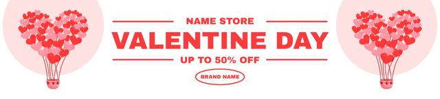 Valentine's Day Sale with Pink and Red Hearts Ebay Store Billboard Design Template