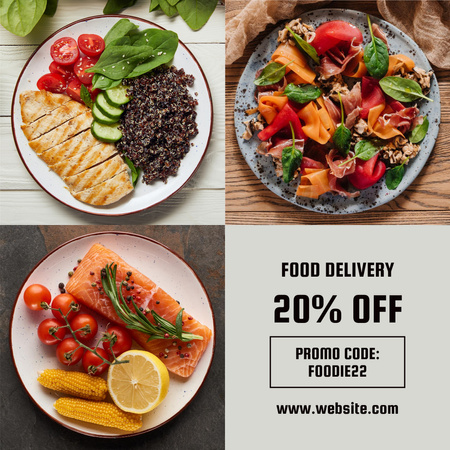 Template di design Food Delivery Offer Collage Instagram