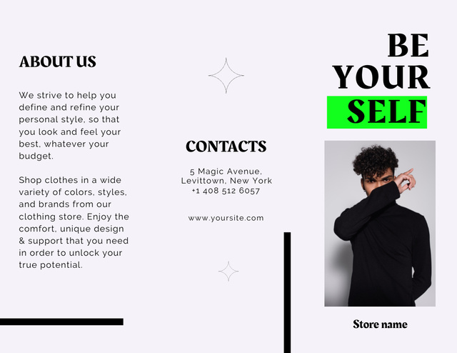 Plantilla de diseño de Fashion Collection Ad with Man in Black Outfit Brochure 8.5x11in 