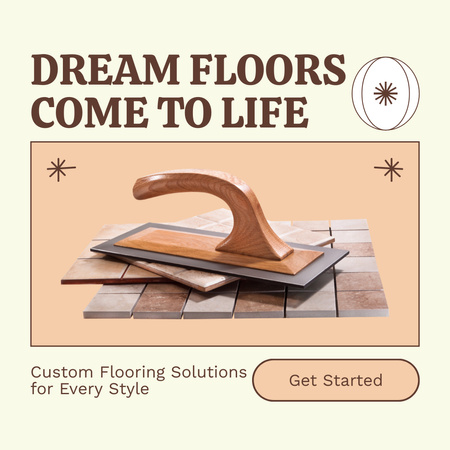 Customized Flooring Service Offer With Tiling Animated Post Design Template