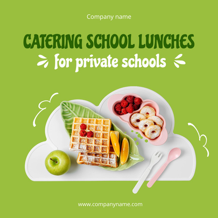 Affordable Catering School Lunches Ad With Waffles Instagram Design Template