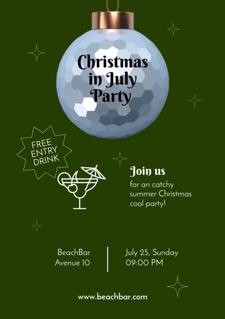  Announcement of Christmas Celebration in July in Bar Flyer A7 Šablona návrhu