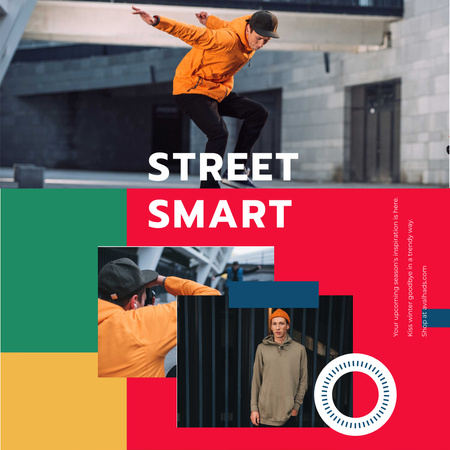 Fashion Ad with Young Skaters Animated Post Design Template