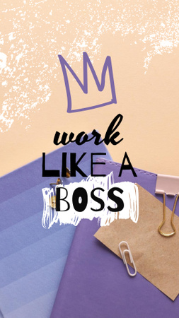 Work Motivation with Notebooks on Table Instagram Story Design Template