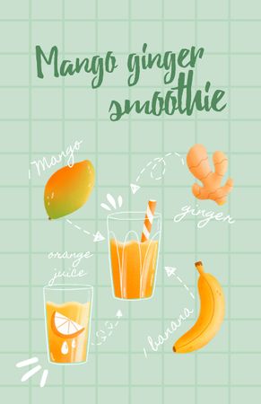 Mango Ginger Smoothie Cooking Recipe Card Tasarım Şablonu