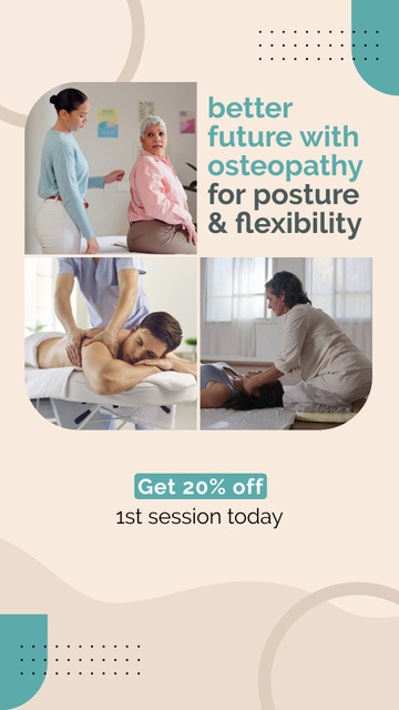 Discounted Osteopathy Sessions For Posture Flexibility Instagram Video Story Πρότυπο σχεδίασης