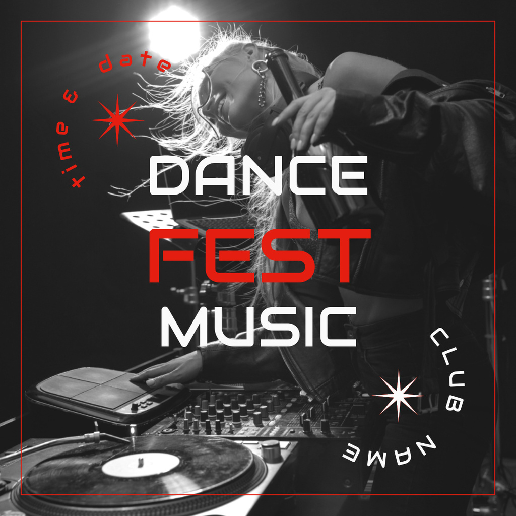 Dance Music Festival Announcement with Beautiful Blonde Instagramデザインテンプレート