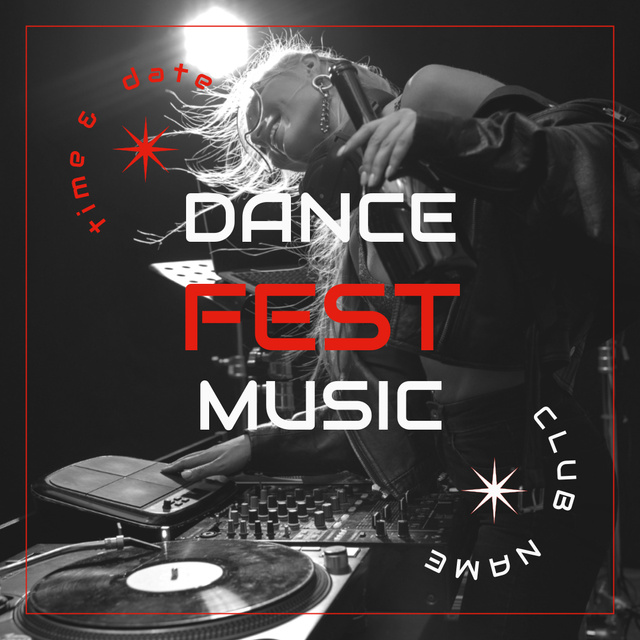 Dance Music Festival Announcement with Beautiful Blonde Instagram Tasarım Şablonu