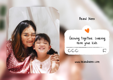 Happy smiling Mother and Daughter Poster B2 Horizontal Design Template