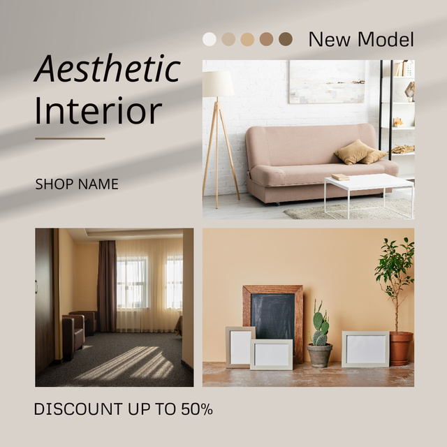 Modèle de visuel Aesthetic Interior Design Collage in Beige Palette - Instagram AD