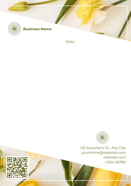 Empty Blank with Yellow Tulips Letterhead Design Template