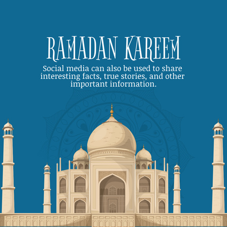 White Muslim Mosque for Ramadan Greeting Instagram Design Template