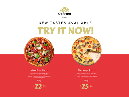 Promoção de restaurante italiano com oferta de pizza Poster 18x24in Horizontal Modelo de Design