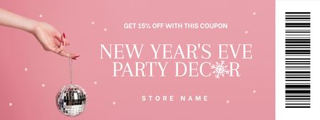 New Year Party Decor Discount Offer in Pink Coupon Design Template