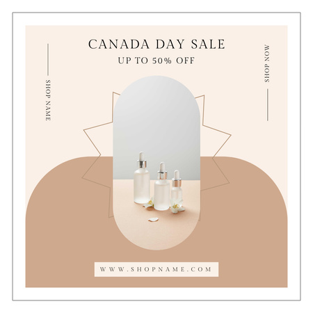 Canada Day Cosmetics Sale Ad on Beige Instagram Design Template
