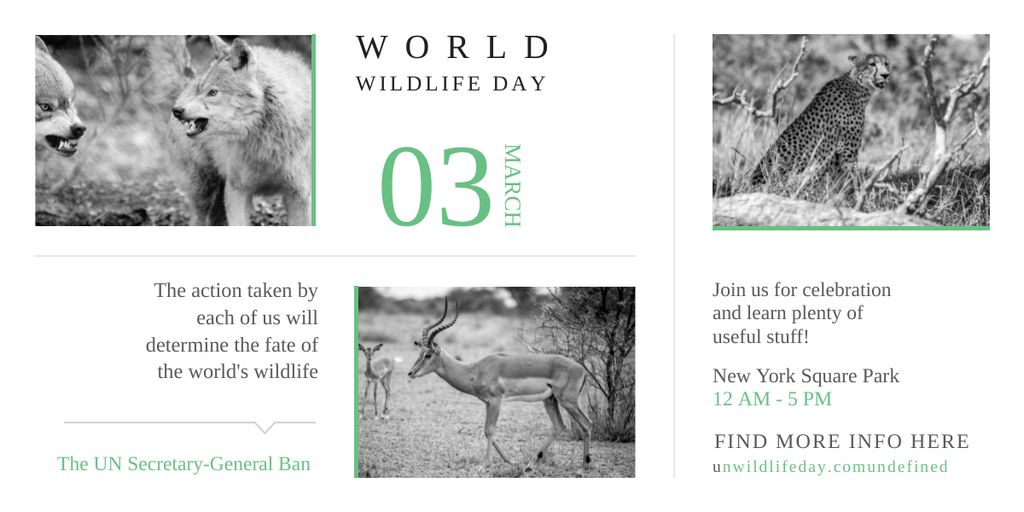 World Wildlife Day Animals in Natural Habitat Image Design Template