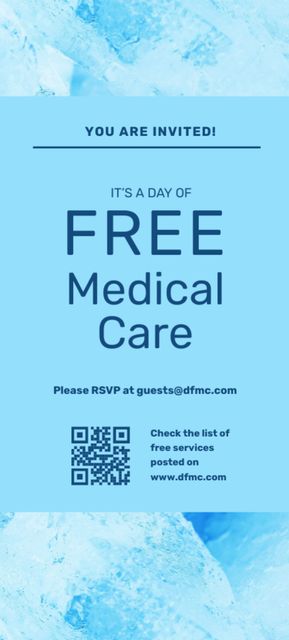 Free Medical Care Day Offer In Light Blue Invitation 9.5x21cm Design Template