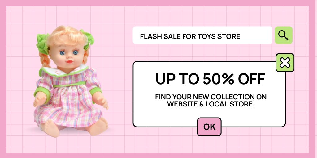Designvorlage Offer Discounts on Doll Collection für Twitter