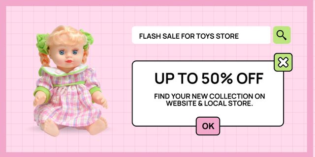 Offer Discounts on Doll Collection Twitter Šablona návrhu