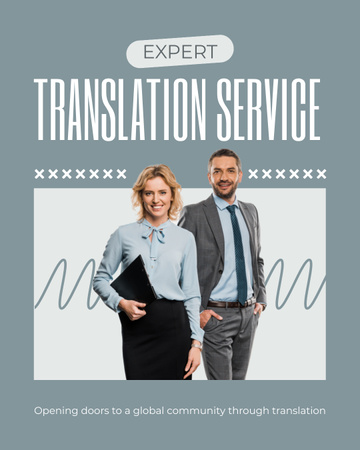 Modèle de visuel Service de traduction de niveau expert avec offre de réservation - Instagram Post Vertical