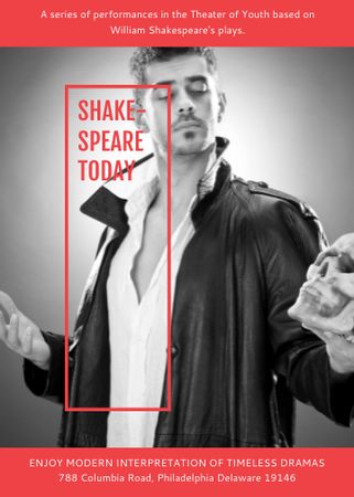Theater Invitation Actor in Shakespeare's Performance Flayer Modelo de Design