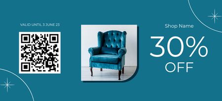 Klassiset huonekalut Sininen Coupon 3.75x8.25in Design Template