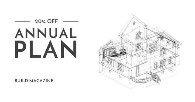 Modèle de visuel Real Estate news with hand drawing Buildings - Facebook AD