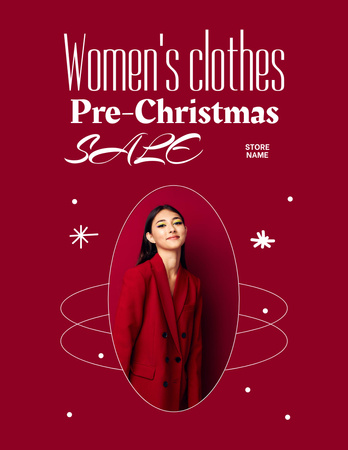 Úžasná vánoční výprodejová nabídka na dámské oblečení Flyer 8.5x11in Šablona návrhu