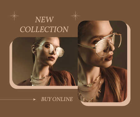 Plantilla de diseño de New Stylish Eyeglasses Collection And Jewelry Announcement Facebook 