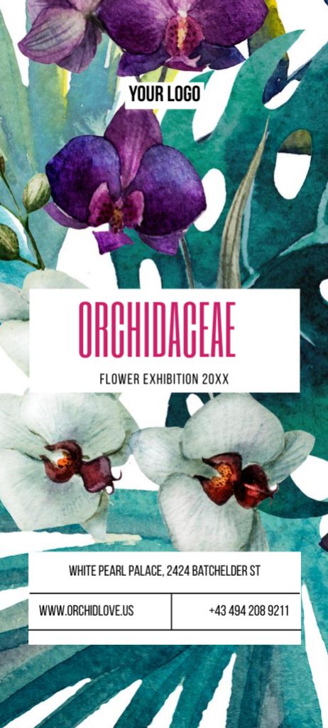 Template di design Orchid Flowers Exhibition Ad Invitation 9.5x21cm
