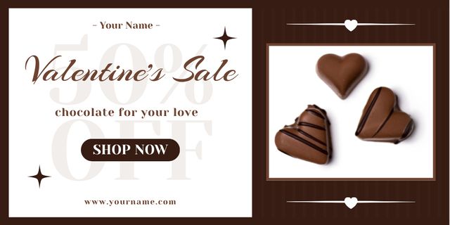 Ontwerpsjabloon van Twitter van Valentine's Day Chocolate Sale