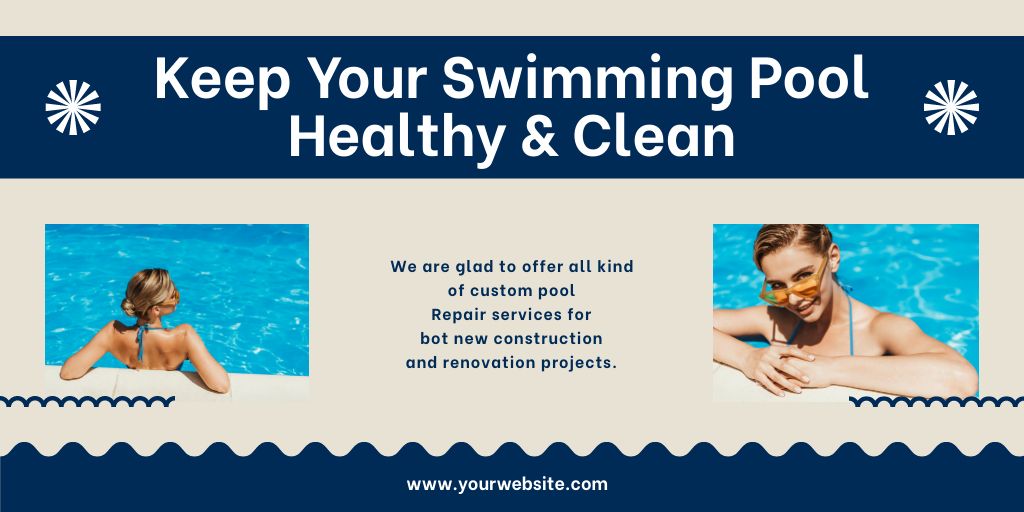 Designvorlage Clean and Healthy Swimming Pool Services für Twitter