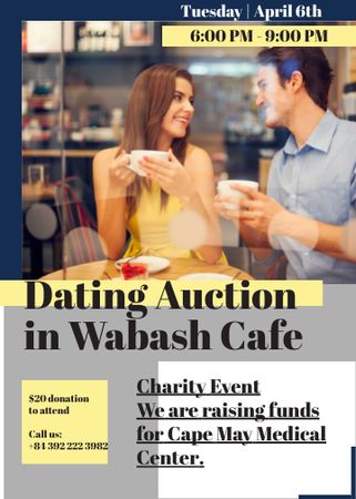 Smiling Couple at Dating Auction Flayer Design Template